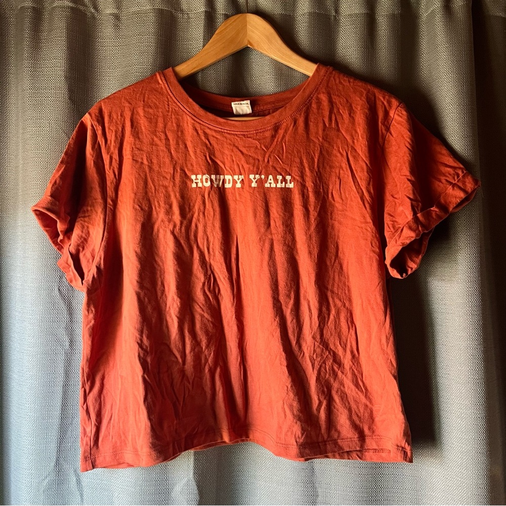 Rust Orange Howdy Yall Cropped Graphic Tee